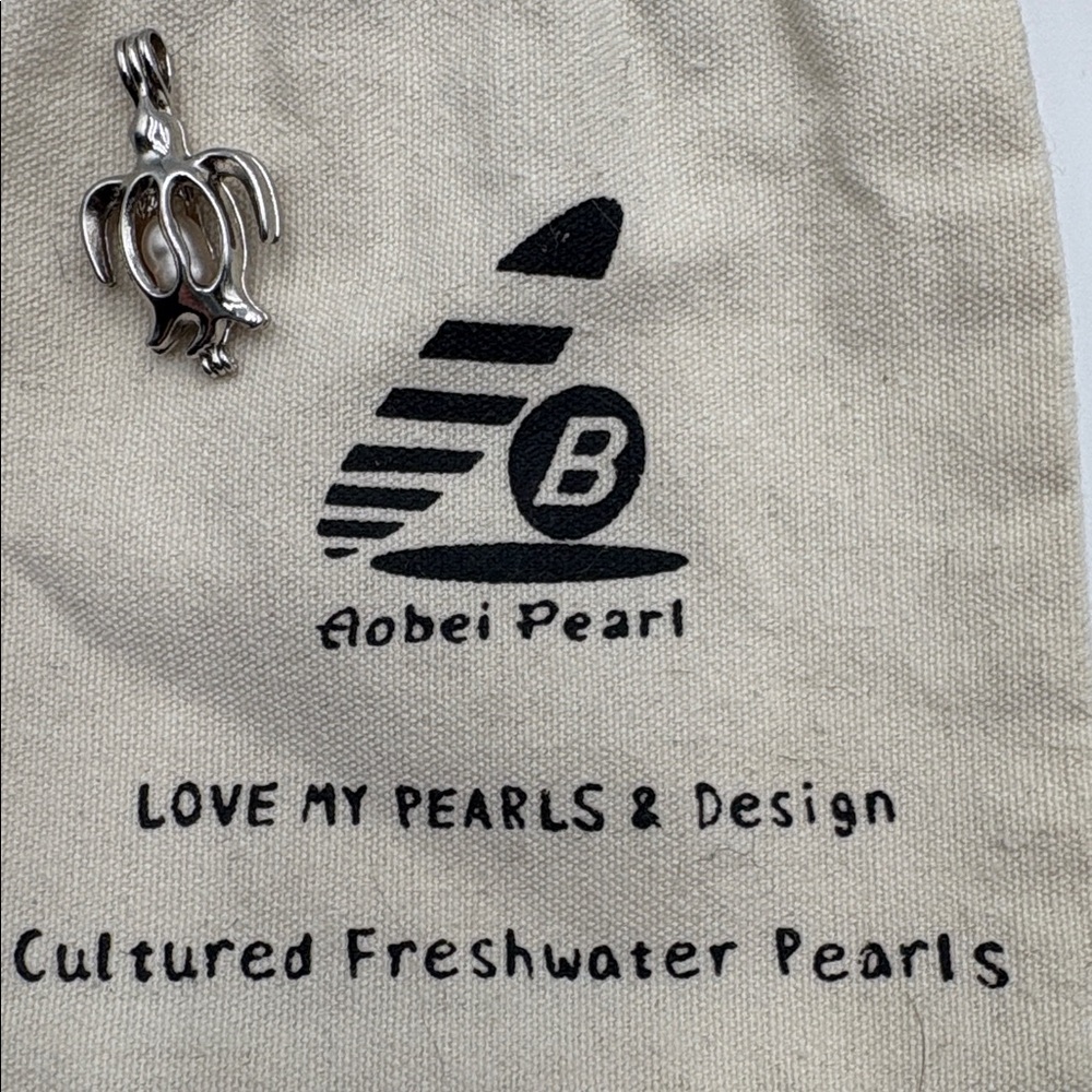 Aobei Pearl‎ Turtle Cage Pendant Cultured Freshwater Pearl Silver Tone